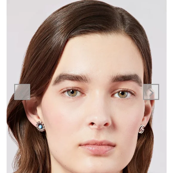 New Gucci Mismatched Interlocking G & Flower Studs - 925 Silver - Picture 10 of 10